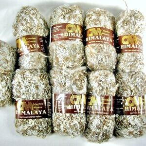 Vintage Columbia Minerva Himalaya Yarn Mohair Blend Browns White 50g Lot of 9